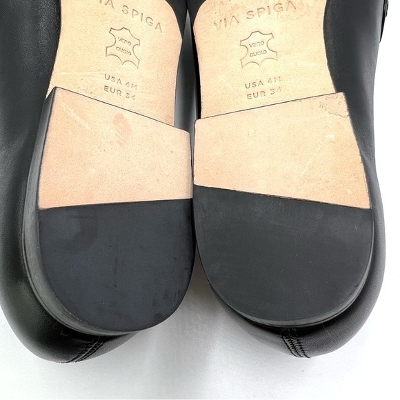 VIA SPIGA Womens Size 34 4 Tigen Black Leather Classic Minimalist Loafers Flats - Picture 13 of 15